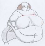  anthro big_breasts breasts canid canine canis danellz domestic_dog female huge_breasts mammal morbidly_obese obese overweight overweight_female smile solo 