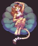  2019 4_toes anthro breasts brown_hair cheetah digital_media_(artwork) felid feline female hair hi_res mammal rayley smile solo spottd_fur toes yellow_eyes 