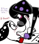  101_dalmatian_street 101_dalmatians 2019 after_kiss canid canine canis dalmatian dante_(101_dalmatians) dialogue disney domestic_dog duo dylan_(101_dalmatians) english_text kissing male male/male mammal saliva saliva_string text unknown_artist 