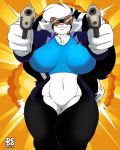  eyewear female gun hi_res lionalliance mammal mephitid name_tag ranged_weapon skunk solo sunglasses weapon 