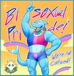  2019 absurd_res anthro bisexual_pride_colors clothing elfein english_text fish hi_res lgbt_pride looking_at_viewer male marine midriff onix_(onixhope) open_mouth pride_colors shark smile solo text 