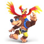  1:1 2019 3d_(artwork) absurd_res anthro avian banjo-kazooie banjo_(banjo-kazooie) beak bird blue_eyes breegull brown_fur claws clothed clothing digital_media_(artwork) duo feathers female feral fur green_eyes hi_res kazooie male mammal nintendo official_art open_mouth rareware standing super_smash_bros. super_smash_bros._ultimate teeth unknown_artist ursid video_games 