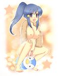  breasts breasts_out breasts_outside dawn hikari_(pokemon) large_breasts lowres panties partially_clothed piplup pokemon underwear 