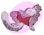  anthro barbed_penis clothed clothing erection felid flynx-flink hi_res male mammal masturbation pantherine penis precum smile snow_leopard solo tongue tongue_out topless vein 