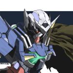  brown_cloak cable cloak commentary_request damaged dated exia_repair gn_drive gundam gundam_00 gundam_exia highres korean_commentary letterboxed mecha mecha_focus mobile_suit no_humans outside_border red_eyes robot science_fiction signature solo toilobo upper_body v-fin 