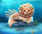  cryptid-creations felid lion lionfish mammal pantherine rock seaweed solo underwater water 
