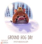  cryptid-creations domestic_pig duo ground_squirrel groundhog mammal marmot rodent sciurid shadow snow suid suina sun sus_(pig) tree 