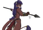  alpha_channel anthro clothing felid feline female fur hair loincloth looking_at_viewer mammal melee_weapon polearm simple_background solo spear standing tongue tongue_out transparent_background weapon yawg 