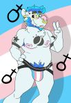  2019 absurd_res anthro armpit_hair beard blue_eyes bulge clothed clothing digital_media_(artwork) ear_piercing eyewear facial_hair gender_symbol glasses hair heterochromia hi_res jockstrap lgbt_pride looking_at_viewer male mammal mastectomy_scars navel nipples pecs piercing pride_colors scar simple_background smile solo sylvanedadeer symbol topless transgender_pride_colors underwear ursid ursine visibly_trans ♀ 