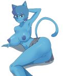  2019 animal_humanoid anthro biped breasts cartoon_network clothed clothing digital_media_(artwork) felid felid_humanoid feline feline_humanoid female frown hi_res humanoid lying mammal mammal_humanoid nicole_watterson nipples partially_clothed pose purple_eyes pussy redx331 simple_background solo the_amazing_world_of_gumball topless white_background 