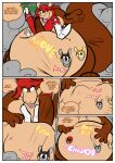  anthro comic duo english_text female hair hi_res male pouch_(anatomy) pouch_play pouch_vore puca-puca red_hair sound_effects tattooification text transformation vore 