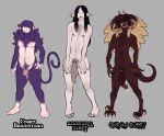 4_horns accessory anthro balls bedroom_eyes big_penis black_hair black_nails blonde_highlights bodily_fluids body_hair bracelet brown_body brown_skin chest_hair claws cock_ring collarbone_piercing colored_nails curled_hair curled_horn curved_horn demon demon_humanoid digit_ring dot_eyes dripping dydoe_piercing ear_piercing elf english_text facial_piercing fangs feet femboy flaccid foreskin fur garam_(wonderslug) genital_fluids genital_piercing genitals glans_piercing grey_background group hair half-closed_eyes half-erect haplorhine happy_trail hi_res highlights_(coloring) horn horn_jewelry horn_ring huge_penis humanoid humanoid_genitalia humanoid_penis humanoid_pointy_ears industrial_piercing jewelry licking licking_lips lip_piercing long_claws long_hair long_tongue male mammal maple_(wonderslug) monkey multi_horn nails narrowed_eyes navel navel_piercing nipple_piercing nipple_ring nipples nonbinary_(lore) nude open_mouth penis penis_accessory penis_jewelry penis_piercing piercing precum precum_drip precum_string primate prince_albert_piercing purple_body purple_fur purple_hair reverse_prince_albert_piercing ring ring_(jewelry) ring_piercing salmiakki_(wonderslug) seductive simple_background smile smirk smug smug_face snakebite_piercing stud_piercing studded_bracelet studded_jewelry studs talons tan_body tan_skin teeth text toe_ring toes tongue trio vampire vein veiny_penis wonderslug yellow_sclera
