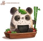  bamboo cryptid-creations food food_creature giant_panda mammal rice_ball smile solo ursid 