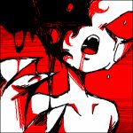  1:1 alien blood crossgender crying earthbound_(series) fangs female giygas low_res morphine_(artist) nintendo open_mouth red_eyes red_theme solo tears video_games wounded 