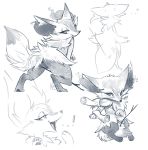  2019 anthro big_ears big_eyes braixen breasts butt canid canine chest_fur digital_drawing_(artwork) digital_media_(artwork) embarrassed female fennec fluffy fluffy_tail fox fur ghost_hands grope kuglu looking_at_viewer mammal nintendo nipples nude open_mouth pawpads pok&eacute;mon pok&eacute;mon_(species) presenting pussy simple_background smile smirk solo teeth video_games 
