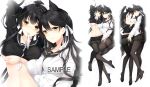  alternate_costume animal_ears arms_up ass asymmetrical_docking atago_(azur_lane) atago_(school_daydream)_(azur_lane) azur_lane black_hair black_legwear black_shirt blush breast_grab breast_press breasts dakimakura full_body grabbing hair_between_eyes hair_flaps hair_ribbon large_breasts long_hair long_sleeves looking_at_viewer lying midriff mole mole_under_eye mouth_hold navel off_shoulder on_side panties panties_under_pantyhose pantyhose ponytail profile ribbon sailor_collar sample school_uniform shirt shirt_lift smile symmetrical_docking takao_(academy_romantica)_(azur_lane) takao_(azur_lane) underboob underwear verjuice white_shirt yellow_eyes yuri 