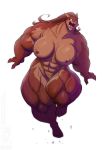  anthro breasts brown_fur brown_hair canid canine conditional_dnp empty_eyes fangs female fur hair jollyjack mammal muscular muscular_female nipples nude open_mouth simple_background solo were werecanid werecanine werewolf white_background white_eyes 
