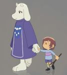  ambiguous_gender animated anthro barefoot boss_monster bovid brown_hair caprine child clothing duo eyes_closed female floppy_ears footwear hair hand_holding horn human long_ears mammal miiukka open_mouth protagonist_(undertale) simple_background smile toriel undertale video_games walking young 