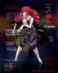  1girl alternate_costume animal_ears boots cat_ears character_name cosplay costume_switch crossover damaged drill_hair girls_frontline official_art red_eyes red_hair solo stella_hoshii torn_clothes uniform va-11_hall-a 