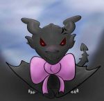  alduin angry bethesda_softworks black_skin blush bow_tie chibi claws digital_media_(artwork) dragon horn looking_at_viewer low_res pink_bow_tie red_eyes sa-chat simple_background skyrim solo the_elder_scrolls video_games wings wyvern 
