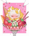 absurd_res blush cherry dairy_products dessert elemental_creature erection flora_fauna flower flower_creature flowey_the_flower food fruit genitals green_body heart_symbol hi_res ice_cream ice_cream_cone looking_pleasured male penis pink_background plant retsuzyohana simple_background solo strawberry tentacles undertale undertale_(series) whipped_cream