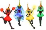  blonde_hair blue_hair blue_rhapsody electricity female fire green_hair green_requiem hair heartless ice kingdom_hearts long_hair monster_girl_(genre) pigtails precious-destiny red_hair red_nocturne sparkles square_enix video_games yellow_opera 