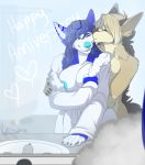  anthro areola breasts canid canine duo female fox hi_res inside kissing male male/female mammal nightgown osiris_henschel redpixie smile standing 