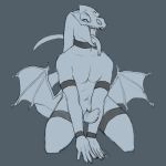  1:1 animal_genitalia anthro begging begging_pose black_and_white dragon erection grey_background hi_res laco male membrane_(anatomy) membranous_wings monochrome nubbed_penis nude open_mouth penis scalie simple_background sketch skull smile solo tapering_penis tongue tongue_out ventox wings 