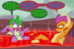  2019 3:2 blush dialogue dragon duo english_text fangs female friendship_is_magic frist44 hi_res lava male membrane_(anatomy) membranous_wings my_little_pony smolder_(mlp) spike_(mlp) text wings 