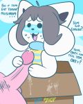  4:5 anthro clothed clothing cum cum_on_face female fur hair mammal penis sex simple_background solo temmie_(undertale) undertale unknown_artist video_games white_fur 