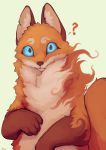  ? absurd_res ambiguous_gender blue_eyes canid canine color_fox fox fur fur_tuft hi_res inner_ear_fluff looking_at_viewer mammal multicolored_fur notched_ear orange_fur signature simple_background solo tan_fur tuft 