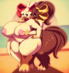  anthro avian big_breasts bird breasts duo featureless_crotch female female/female hi_res huge_breasts nipples nude overweight overweight_female riendonut standing thick_thighs 