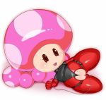  clothed clothing female hair humanoid legwear looking_at_viewer lying mammal mario_bros masturbation nintendo nipples open_mouth pussy rubber sex_toy simple_background smile solo thick_thighs toad_(mario) toadette toying_self vaginal vaginal_masturbation vibrator video_games white_background wide_hips 
