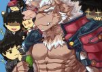  abs absurd_res anthro bandanna blush can canid canine canis cape clothed clothing demon fur hair hi_res human male mammal marchosias mowang_yu muscular muscular_male pecs red_eyes scar tadatomo tan_fur tokyo_afterschool_summoners topwear video_games white_hair wolf yellow_sclera 
