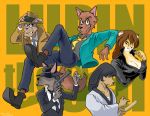  alternate_species anthro aoino_broome arsene_lupin_iii black_necktie black_nose blue_clothing blue_necktie breasts brown_hair canid canine cheetah chest_wraps cigar cleavage clothed clothing daisuke_jigen dated felid feline female footwear fujiko_mine fur furgonomics furrification goemon_ishikawa_xiii green_clothing grey_clothing hair hat headgear headwear looking_at_viewer lupin_iii male mammal mature_female mature_male shoes tan_fur white_clothing wraps yellow_fur zenigata_kouichi 