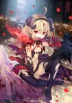  blood feet horns see_through spirtie sword tattoo thighhighs torn_clothes wings 