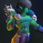  60&acute;s_vibes afro d-moose green_skin hi_res humanoid invalid_tag male musculed orc rendered tribal 