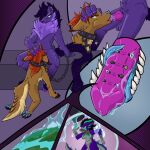 absurd_res ambiguous_gender anthro blue_nose blue_pawpads blue_spots blue_tongue bodily_fluids bound brown_body brown_fur canid canine canis chain chained claws collar cosmic_hair cosmic_tail cyote dragon drooling dysmia ear_piercing encapsulated_vore ethereal_hair extreme_size_difference eyelashes fellatio fur genitals giga green_horn green_nose group hi_res horn hybrid landscape_dwarfing leash long_tail macro male mammal mane micro mythological_creature mythological_scalie mythology object_vore oral orange_body orange_eyes orange_fur pawpads penile penis pharynix piercing pink_claws pink_penis pink_tongue planet planet_dwarfing planet_piercing planet_vore purple_body purple_fur purple_nose purple_scales saliva saliva_on_penis saliva_on_tongue scales scalie sex size_difference snow_leapord spots striped_body striped_fur stripes tail tannith_hyena teeth tongue tongue_out trio vore wolf