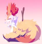  black_fur blush bodily_fluids braixen breasts breath eyes_closed featureless_breasts female fur hand_on_breast hi_res masturbation nintendo nyaswitchnya open_mouth panting pok&eacute;mon pok&eacute;mon_(species) saliva solo stick sweat tongue tongue_out video_games white_fur yellow_fur 
