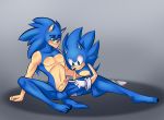  balls barefoot claws duo male male/male niranna nude penis precum selfcest sonic_(series) sonic_the_hedgehog square_crossover toe_claws 