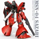  3d back beam_rifle char&#039;s_counterattack character_name commentary_request energy_gun english_text gundam highres machinery mecha mecha_focus mobile_suit neo_zeon realistic robot roundel sazabi science_fiction shadow shield tomholy weapon 