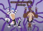 2024 3_toes 4_toes abs aldqueath anthro armor artist_logo avian blush bottomwear brown_body claws clothed clothing colored dated dialogue dinosaur dromaeosaurid duo english_text feet female glistening glistening_tentacles gradient_background gryphon hi_res keyek_(rall_kirax) logo loincloth male mammal milk mythological_avian mythological_creature mythology navel panties paws prehistoric_species purple_tentacles reptile restrained scalie shirt simple_background slit_(disambiguation) slit_play sound_effects speech_bubble tail tail_tuft tank_top tearing_clothing tentacles text theropod throbbing toes topwear torn_clothing tuft underwear upside_down vaginal white_body wolfarion