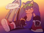  4:3 anthro armwear blush clothing crossgender cuntboy elbow_gloves eulipotyphlan eyewear gloves handwear hedgehog hi_res intersex legwear mammal nowykowski7 pussy solo sonic_(series) sonic_riders sonic_the_hedgehog sunglasses thigh_highs 