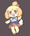  absurd_res animal_crossing anthro blonde_hair blush bottomwear buckteeth canid canine canis clothing domestic_dog dress female fur hair happy hi_res isabelle_(animal_crossing) looking_at_viewer mammal nintendo nyaswitchnya open_mouth panties shih_tzu simple_background skirt smile solo teeth tongue toy_dog underwear video_games yellow_fur 
