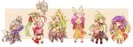  6+girls armor arms_up blonde_hair blue_scarf bracelet braid cape chiki circlet closed_eyes dragon_wings dress fa facial_mark fire_emblem fire_emblem:_fuuin_no_tsurugi fire_emblem:_kakusei fire_emblem:_monshou_no_nazo fire_emblem:_seima_no_kouseki fire_emblem_heroes fire_emblem_if forehead_mark gloves green_eyes green_hair highres holding jewelry kanna_(female)_(fire_emblem_if) kanna_(fire_emblem_if) long_hair mamkute mother_and_daughter multi-tied_hair multiple_girls myrrh nashiba_(rnsu25) nn_(fire_emblem) nono_(fire_emblem) open_mouth pink_dress pointy_ears ponytail purple_eyes purple_hair scarf short_hair sitting smile tiara twintails wings 