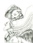  2019 anthro anthrofied baron_engel breasts butt cutie_mark dock duo equid equine female fluttershy_(mlp) friendship_is_magic hi_res looking_at_viewer mammal monochrome my_little_pony nipples nude pterippus python raised_tail reptile scalie side_boob simple_background snake thick_thighs traditional_media_(artwork) white_background wings 