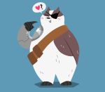  &lt;3 2019 absurd_res anthro badger badgerclops blue_background blush fur hi_res male mammal mao_mao_heroes_of_the_pure_heart mustelid musteline simple_background solo spookylovesboba white_fur 