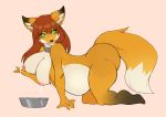  anthro belly big_butt bodily_fluids breasts butt canid canine curvaceous female fox lactating mammal milk pregnant slave solo thick_thighs yasuokakitsune 
