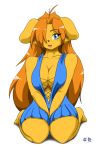 anthro big_breasts breasts canid canine canis cleavage clothed clothing domestic_dog dress female hi_res mammal speeds 