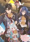  >_o 1boy 2025 4girls apron asymmetrical_gloves bandaged_neck bandages black_bandages black_hair blubberbeast_(genshin_impact) blue_eyes blue_hair boots camera charlotte_(genshin_impact) clorinde_(genshin_impact) closed_mouth dark_blue_hair dress eating_hair english_text food food_writing genshin_impact gloves grey_hair hair_between_eyes happy_new_year hat highres holding holding_camera holding_food leisurely_otter_(genshin_impact) long_hair long_hair_between_eyes looking_at_viewer low_twintails messy_hair monocle multicolored_hair multiple_girls multiple_scars one_eye_closed open_mouth panties pants parted_bangs pink_hair purple_eyes purple_hair rchella red_eyes scar scar_on_arm shirt short_twintails sigewinne_(genshin_impact) skirt smile standing taking_picture twintails two-tone_hair underwear very_long_hair vest walking white_hair wriothesley_(genshin_impact) 